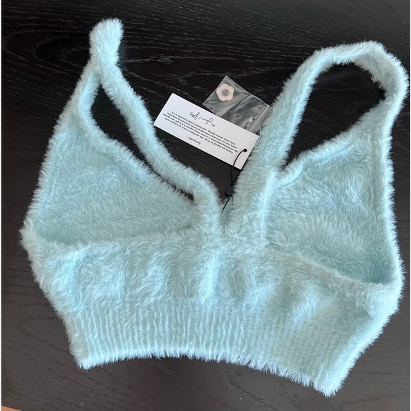 NWT For love and lemons Devon Luxe Plush Fuzzy Cropped Lounge Bra Crop top - Picture 11 of 16